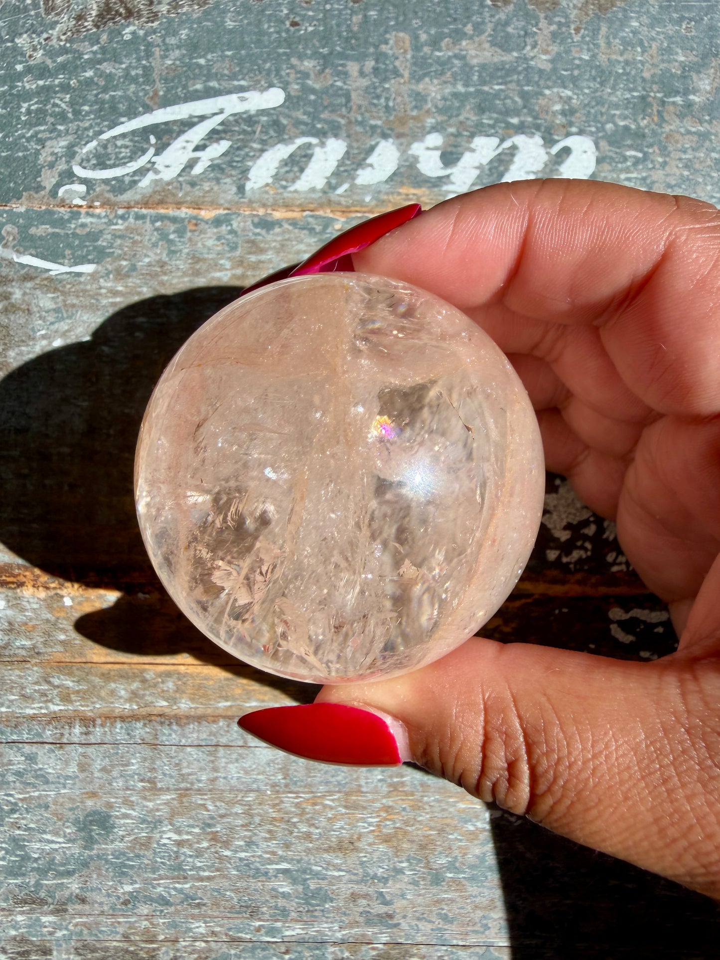 Clear Fire Quartz Sphere (Subtle Pink Hue) | Opt I