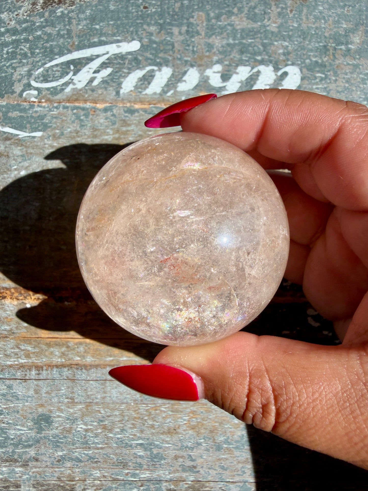 Clear Fire Quartz Sphere (Subtle Pink Hue) | Opt I