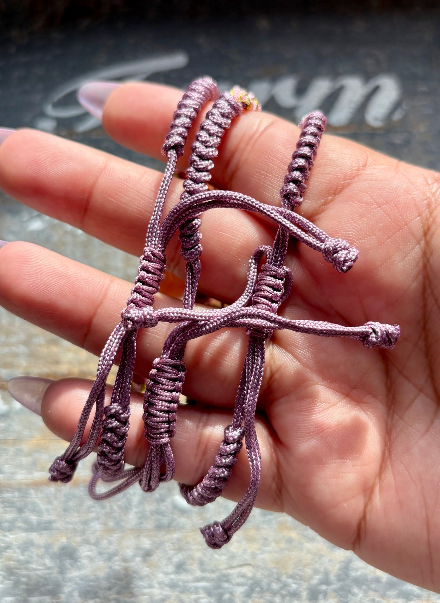 One (1) Gorgeous Fully Adjustable Macrame Bracelet with Pink/Red Agate Bead