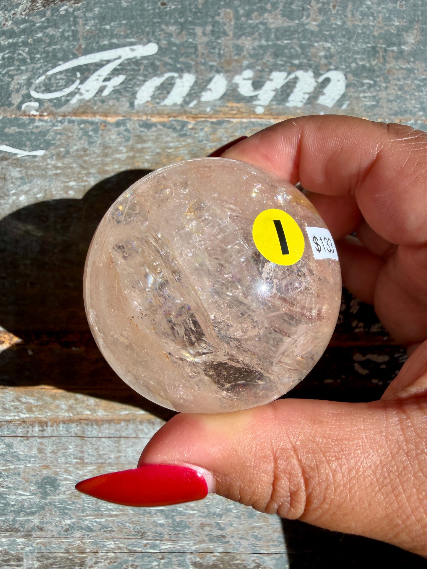 Clear Fire Quartz Sphere (Subtle Pink Hue) | Opt I