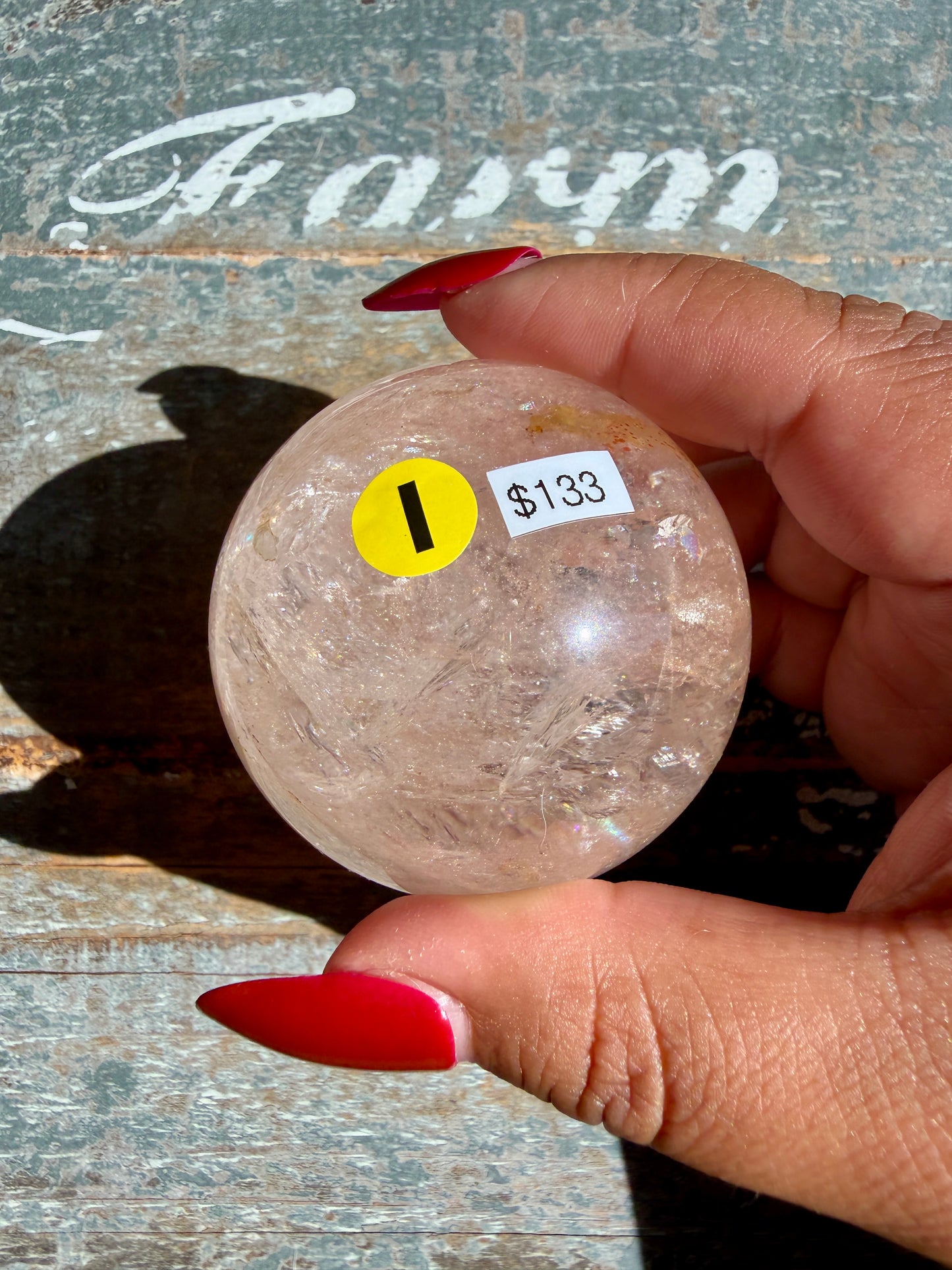 Clear Fire Quartz Sphere (Subtle Pink Hue) | Opt I