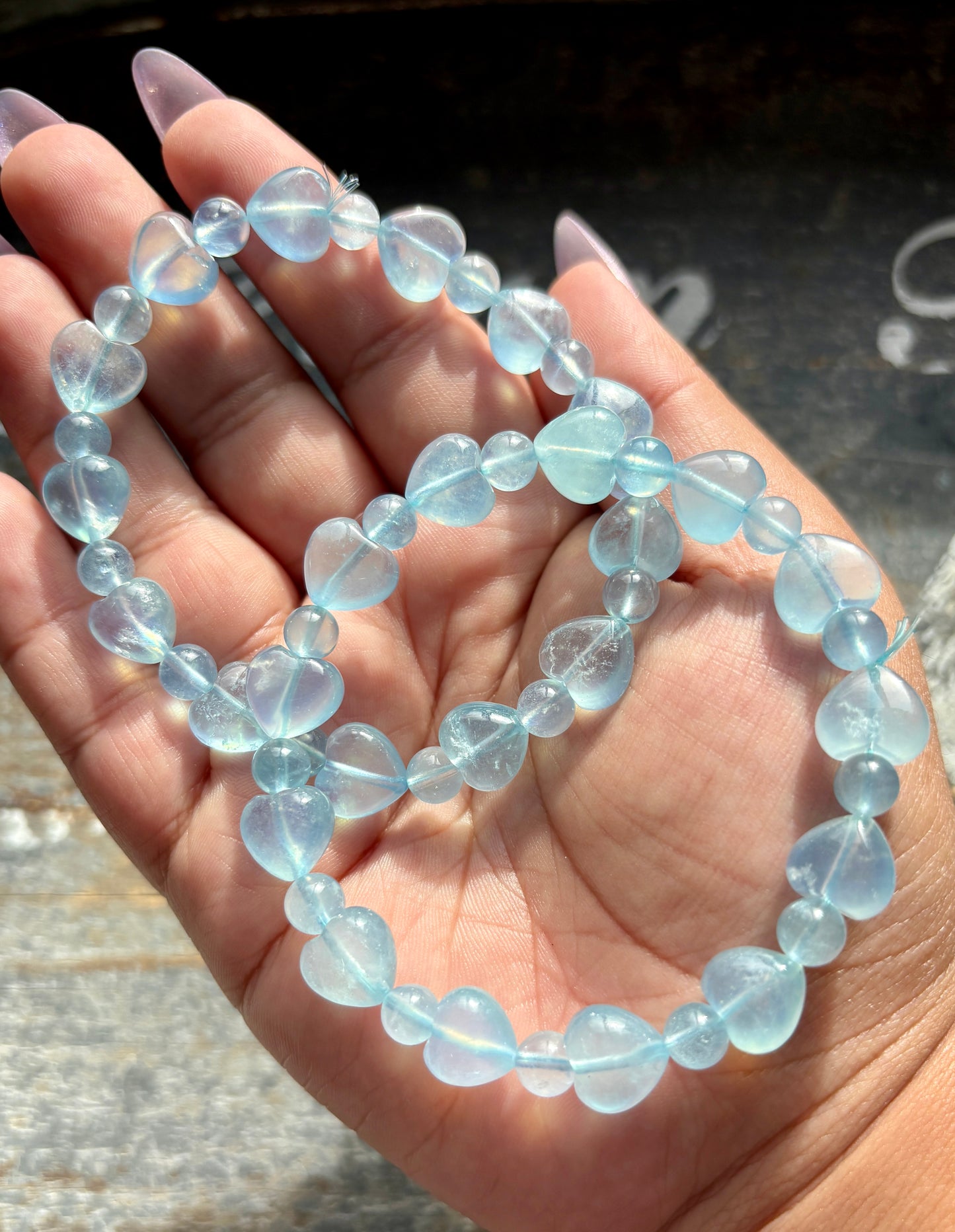 One (1) Gorgeous Aquamarine Heart Bracelet