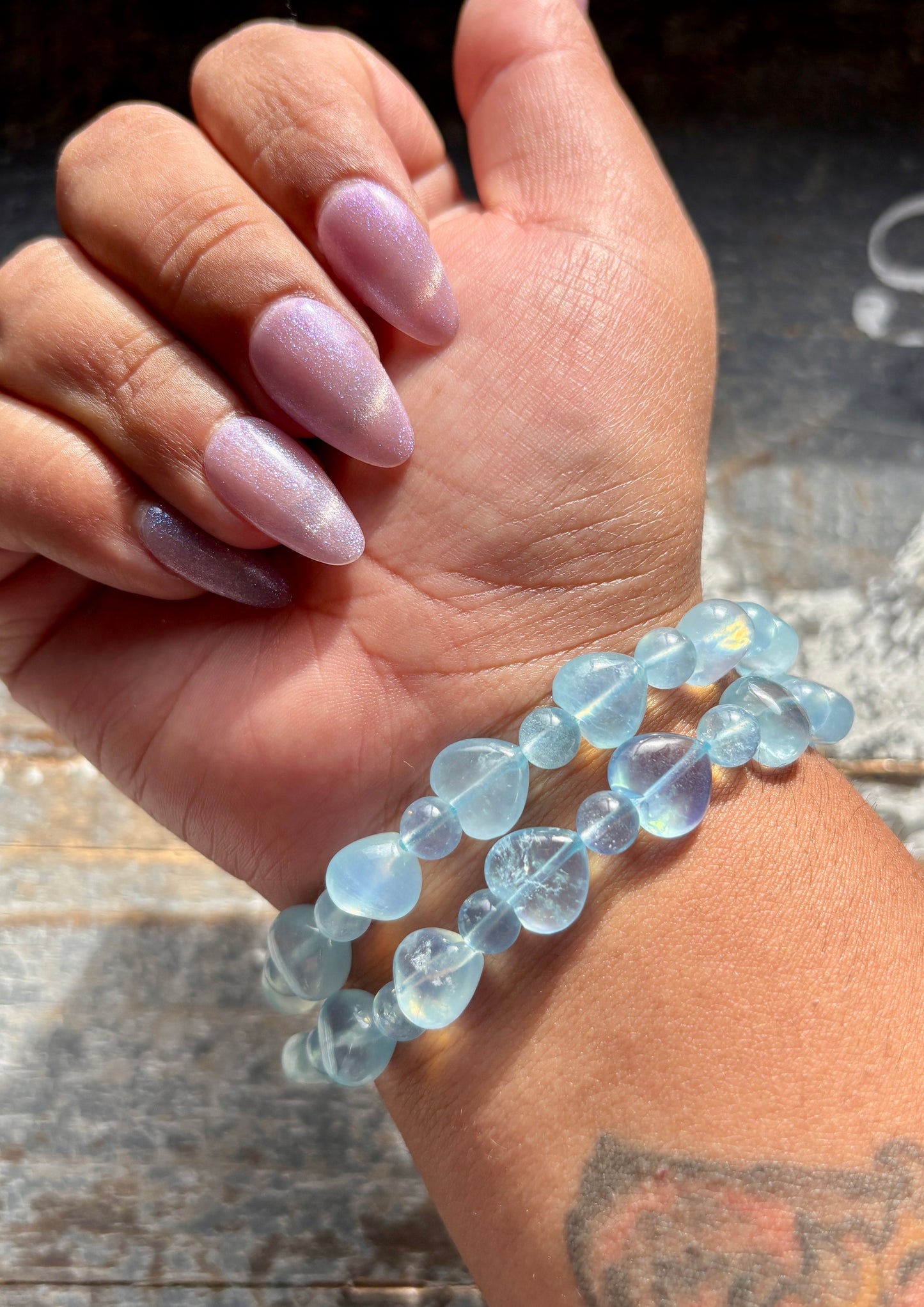 One (1) Gorgeous Aquamarine Heart Bracelet