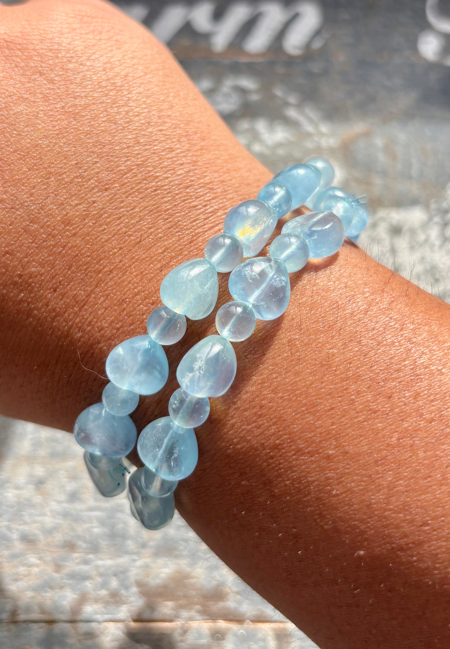 One (1) Gorgeous Aquamarine Heart Bracelet