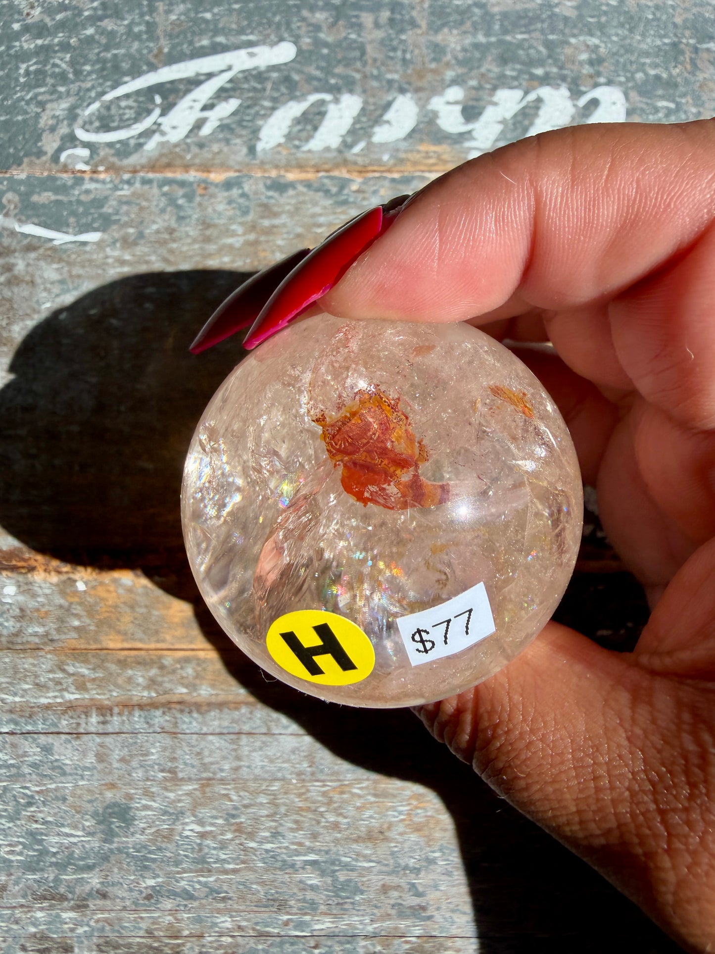 Clear Fire Quartz Sphere (Subtle Pink Hue) | Opt H