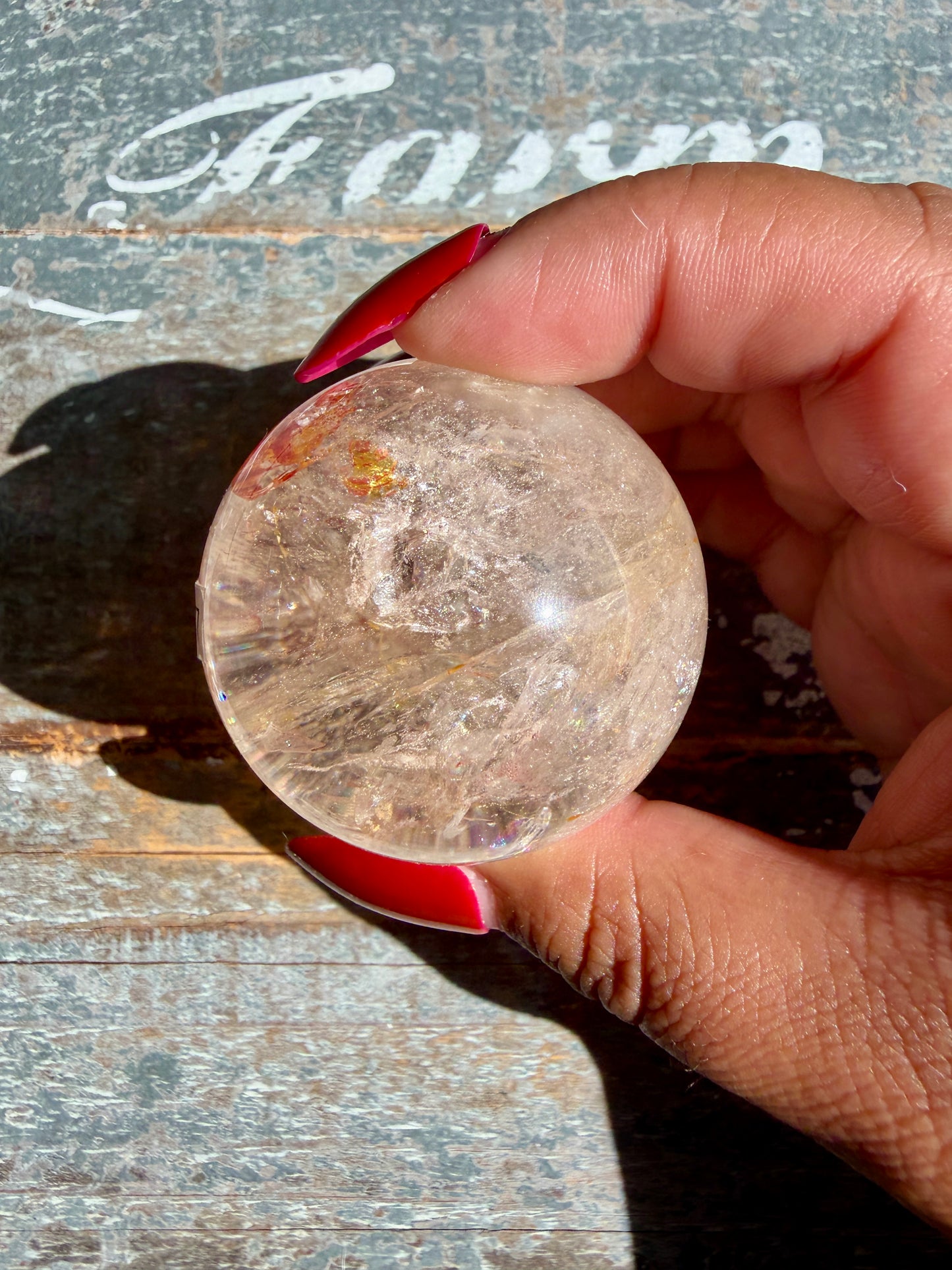Clear Fire Quartz Sphere (Subtle Pink Hue) | Opt H