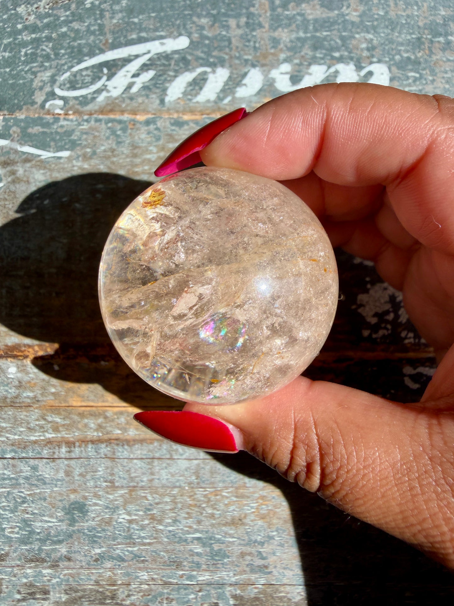 Clear Fire Quartz Sphere (Subtle Pink Hue) | Opt H