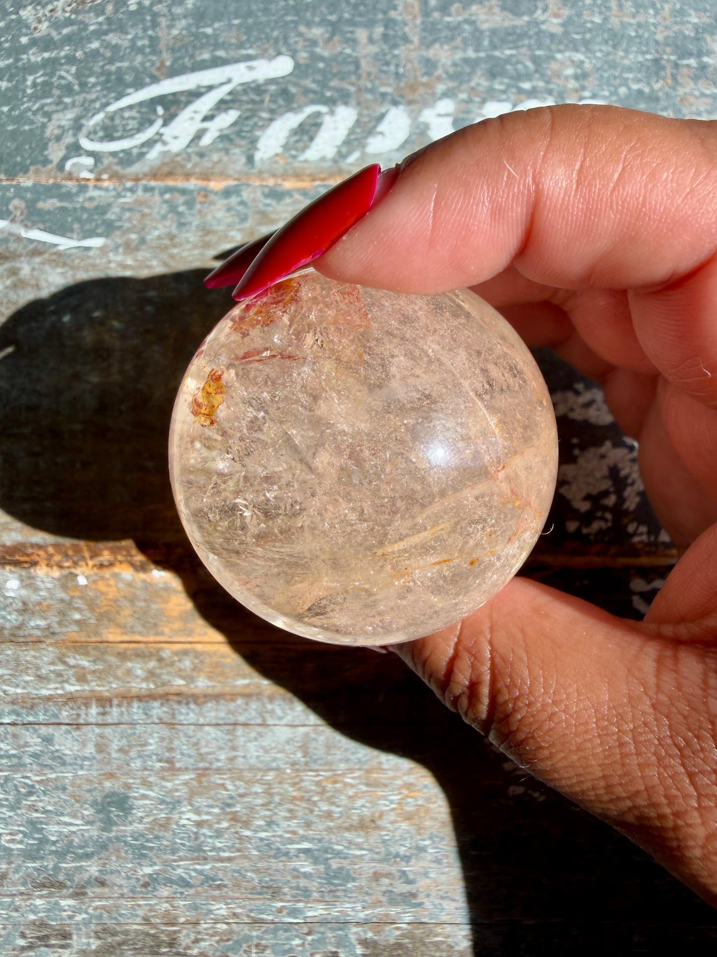 Clear Fire Quartz Sphere (Subtle Pink Hue) | Opt H