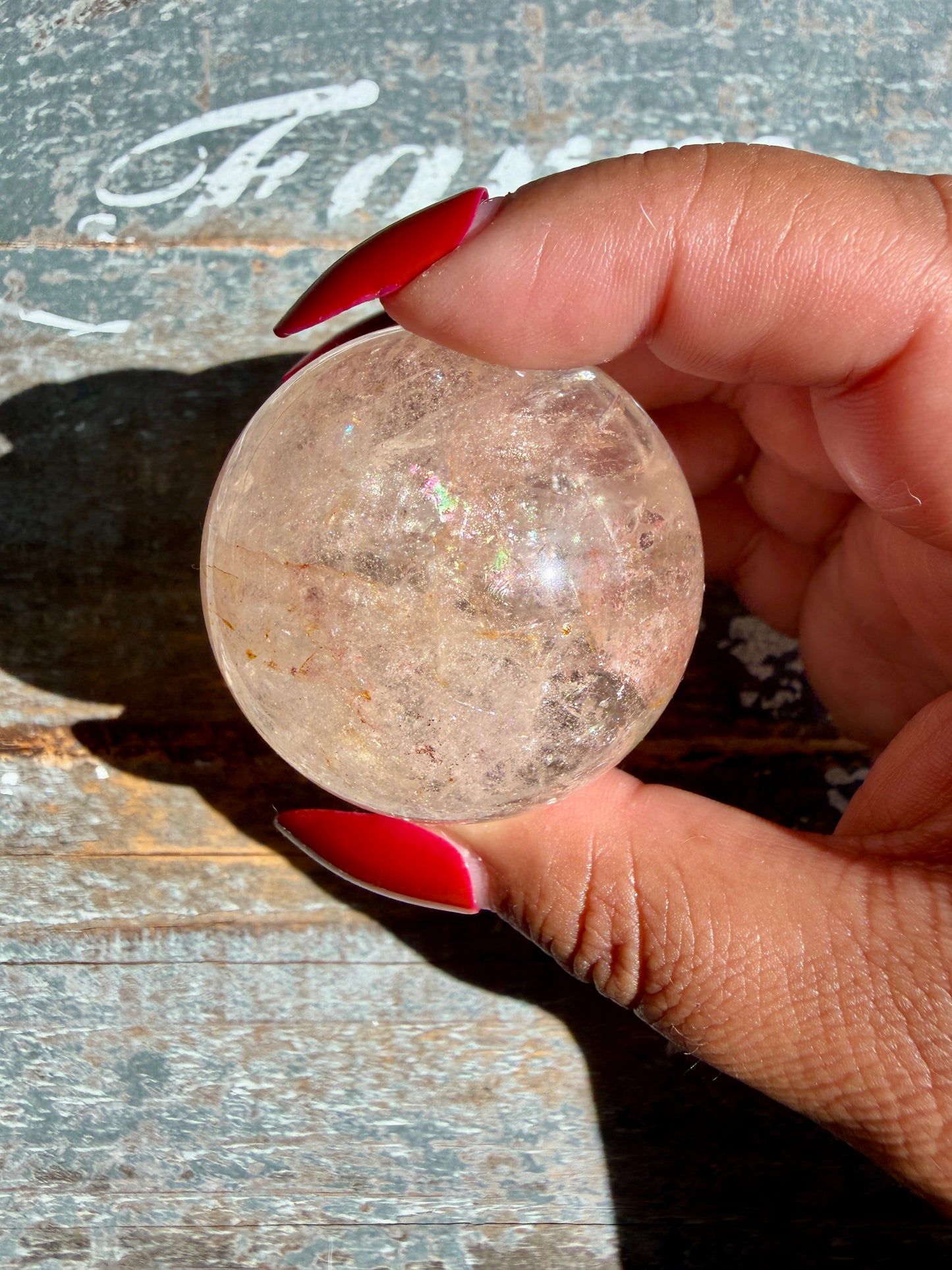 Clear Fire Quartz Sphere (Subtle Pink Hue) | Opt H