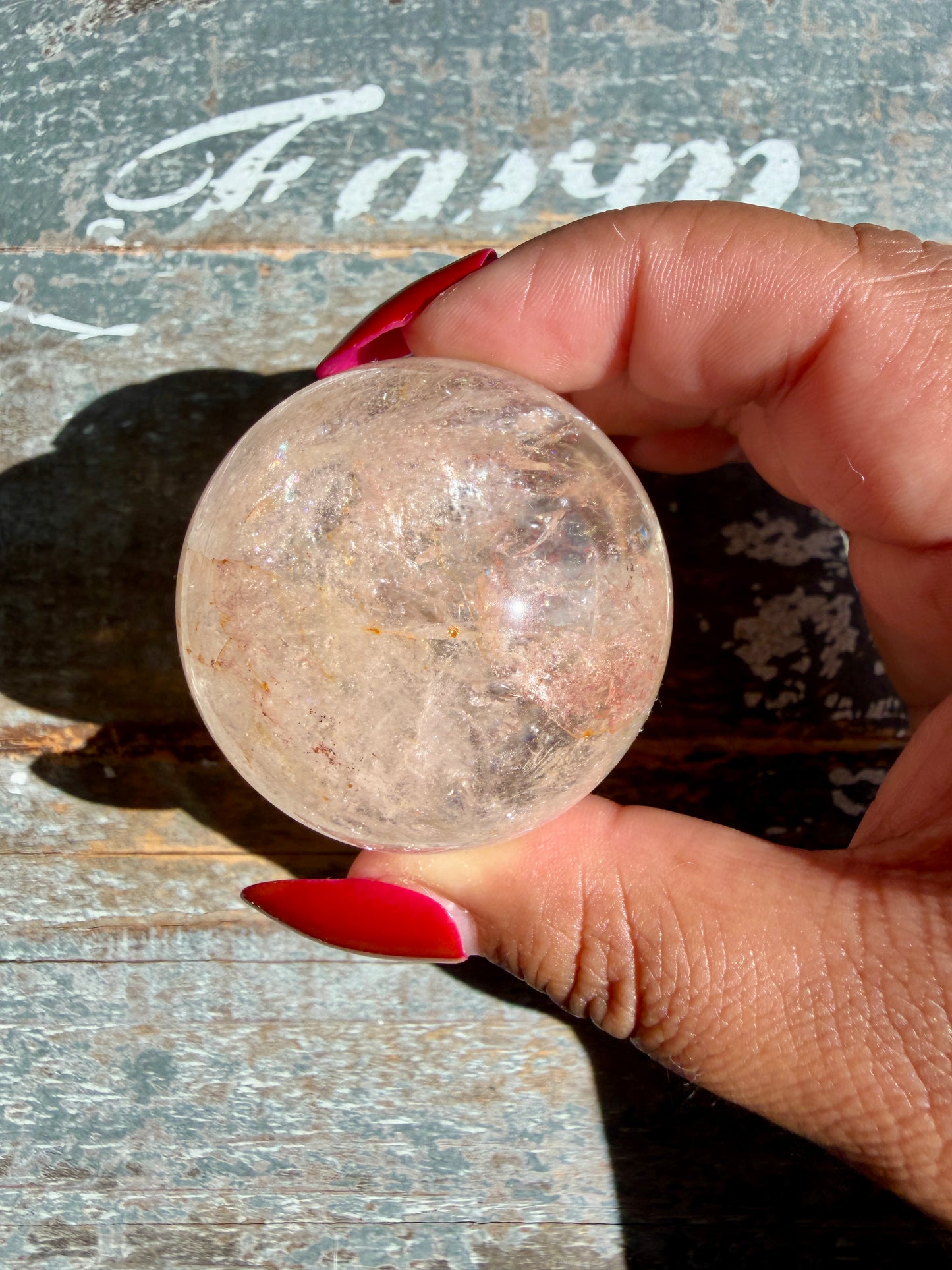 Clear Fire Quartz Sphere (Subtle Pink Hue) | Opt H