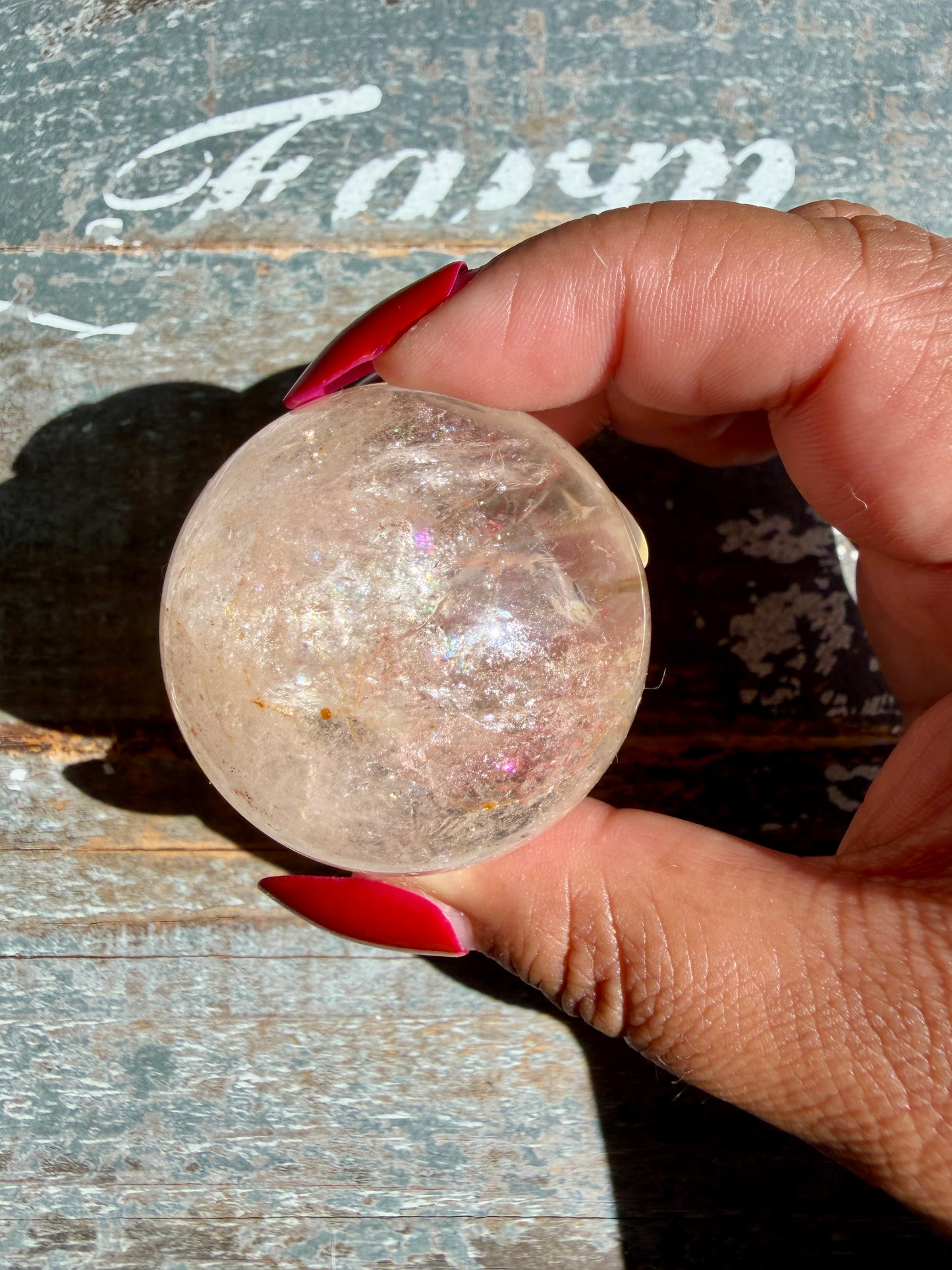 Clear Fire Quartz Sphere (Subtle Pink Hue) | Opt H