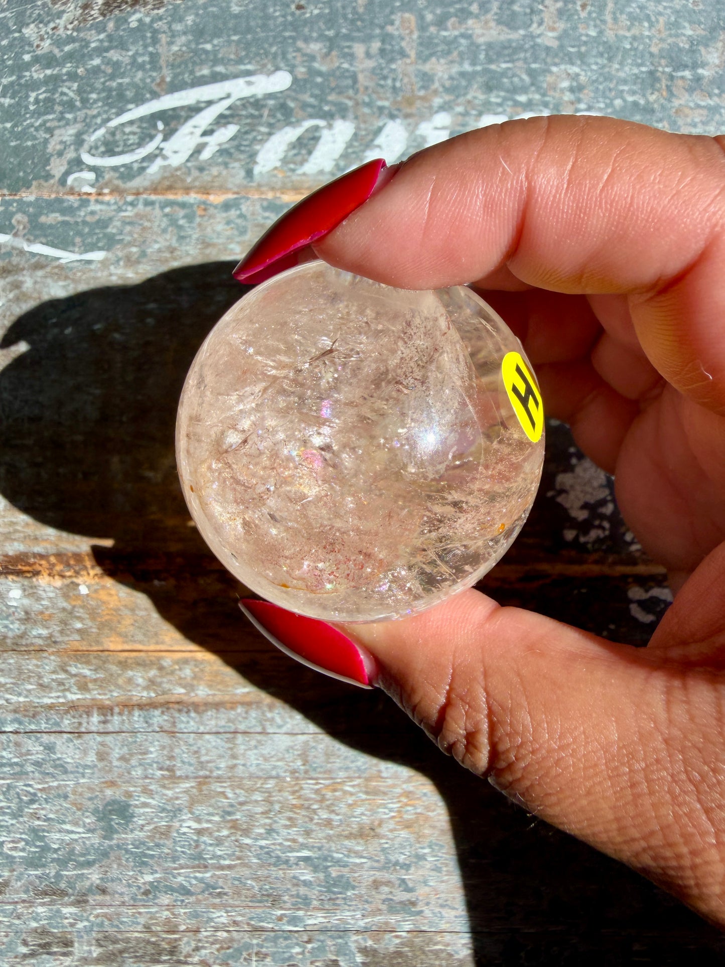 Clear Fire Quartz Sphere (Subtle Pink Hue) | Opt H