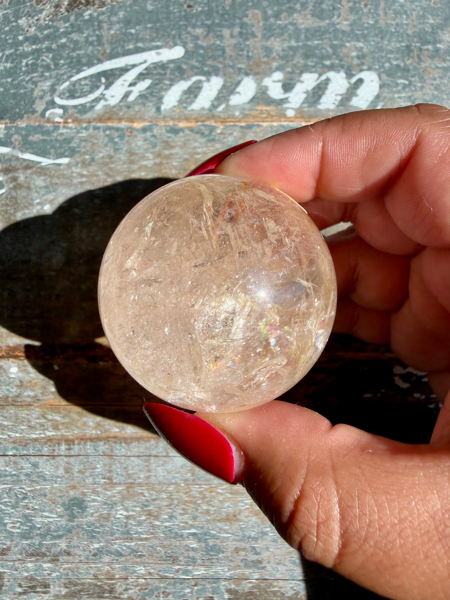 Clear Fire Quartz Sphere (Subtle Pink Hue) | Opt H