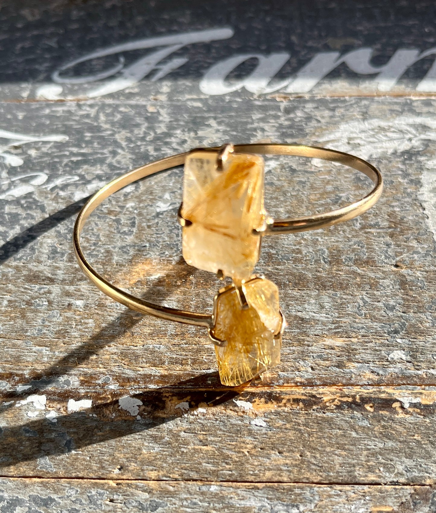 Gorgeous Golden Rutile Gold Cuff Sourced and Crafted in Brazil