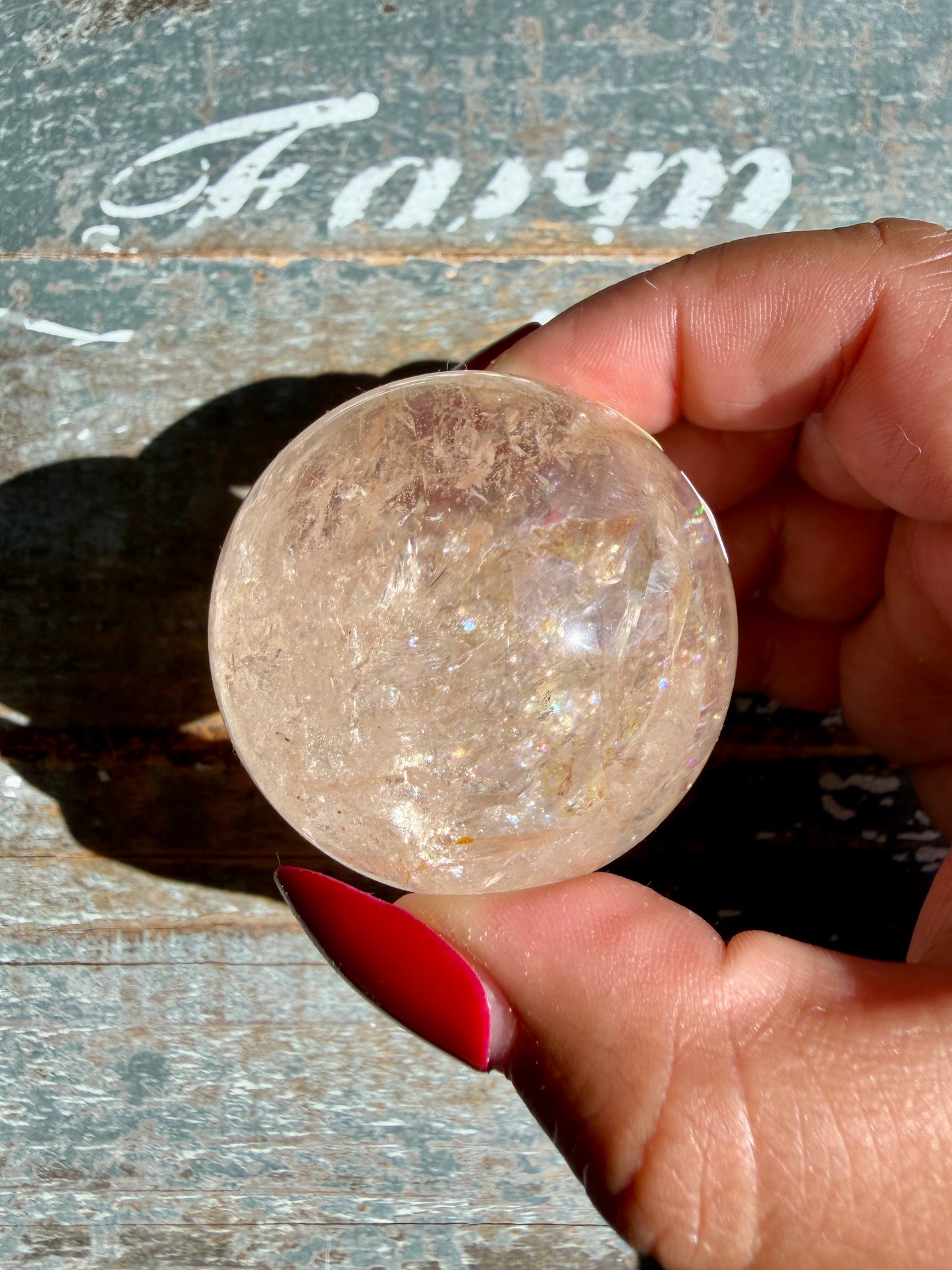 Clear Fire Quartz Sphere (Subtle Pink Hue) | Opt H