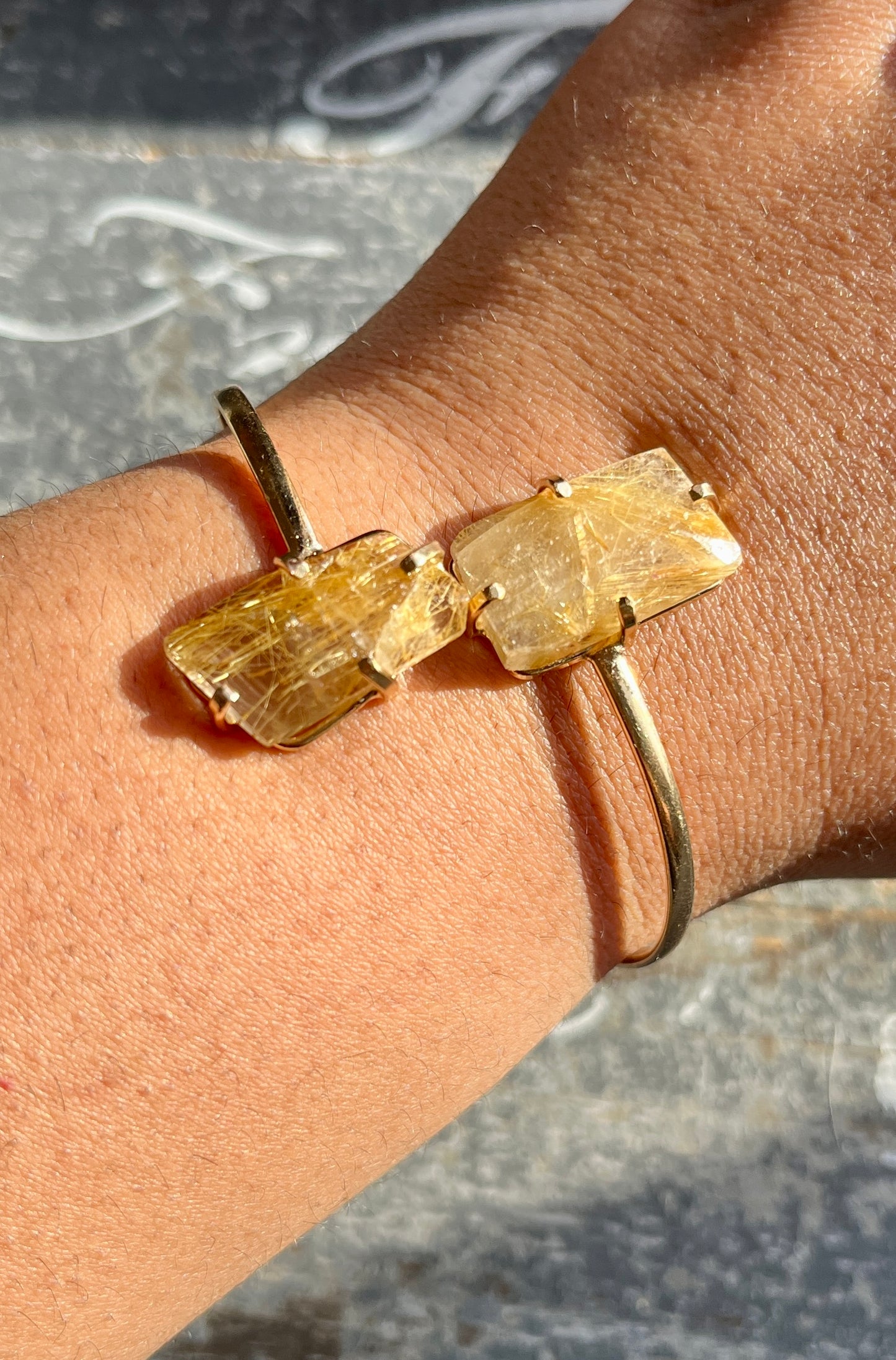 Gorgeous Golden Rutile Gold Cuff Sourced and Crafted in Brazil