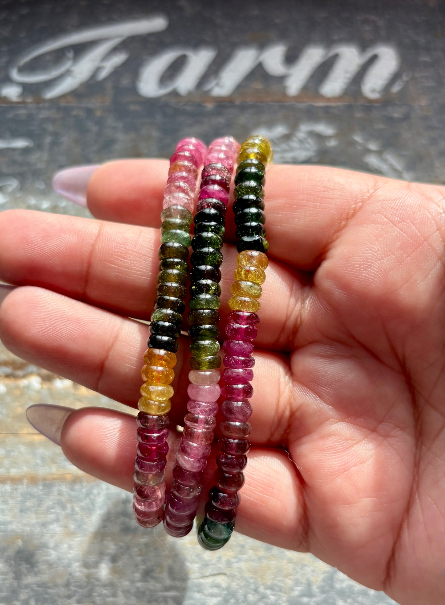 One (1) Gorgeous Watermelon Tourmaline Beaded Bracelet