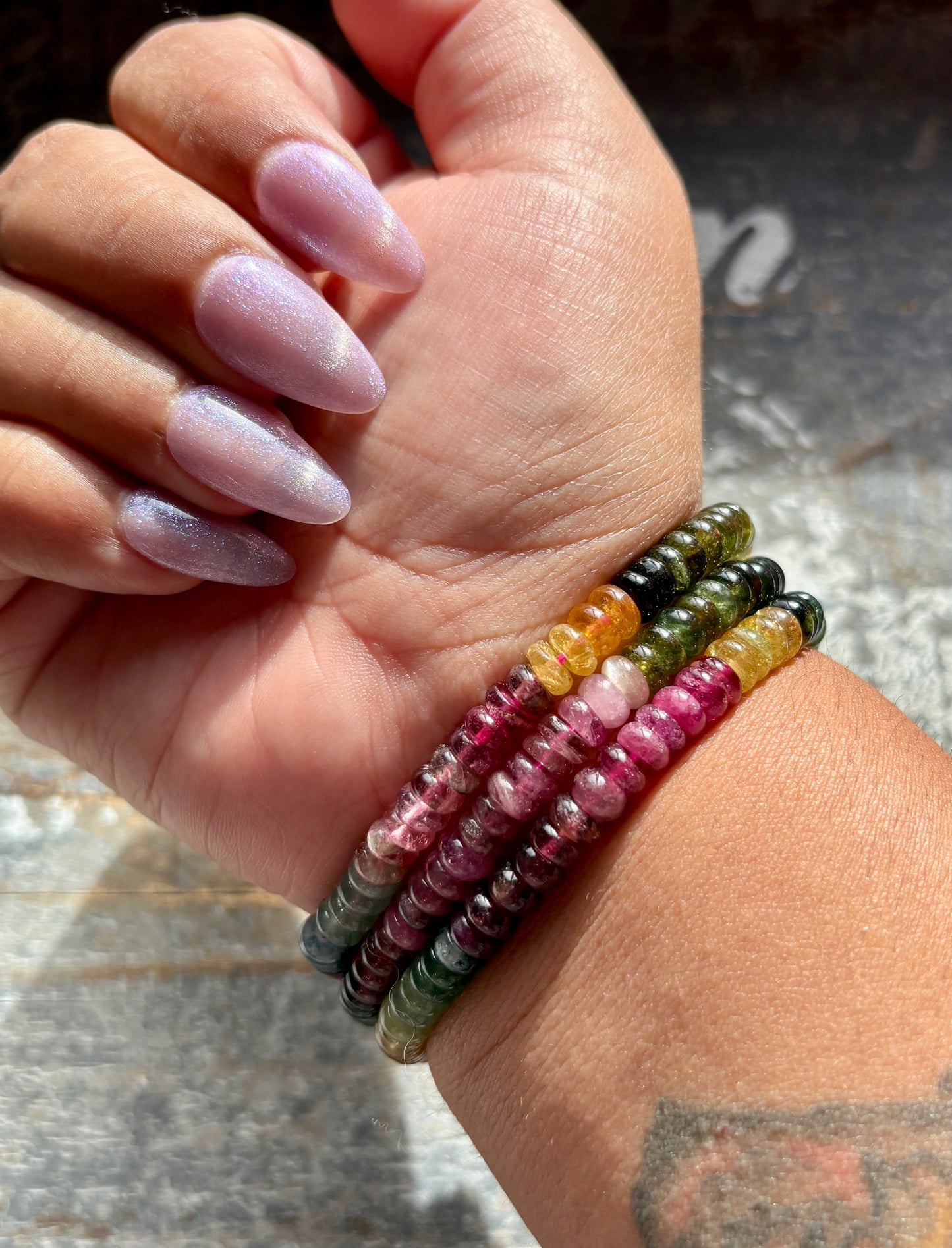 One (1) Gorgeous Watermelon Tourmaline Beaded Bracelet