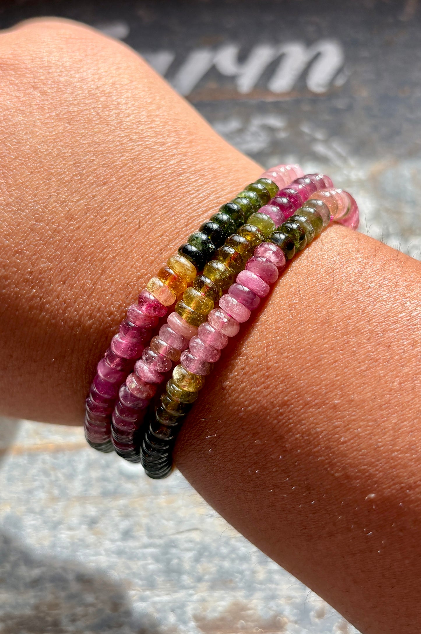 One (1) Gorgeous Watermelon Tourmaline Beaded Bracelet