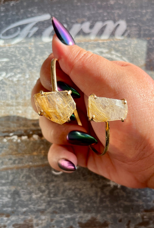 Gorgeous Golden Rutile Gold Cuff Sourced and Crafted in Brazil