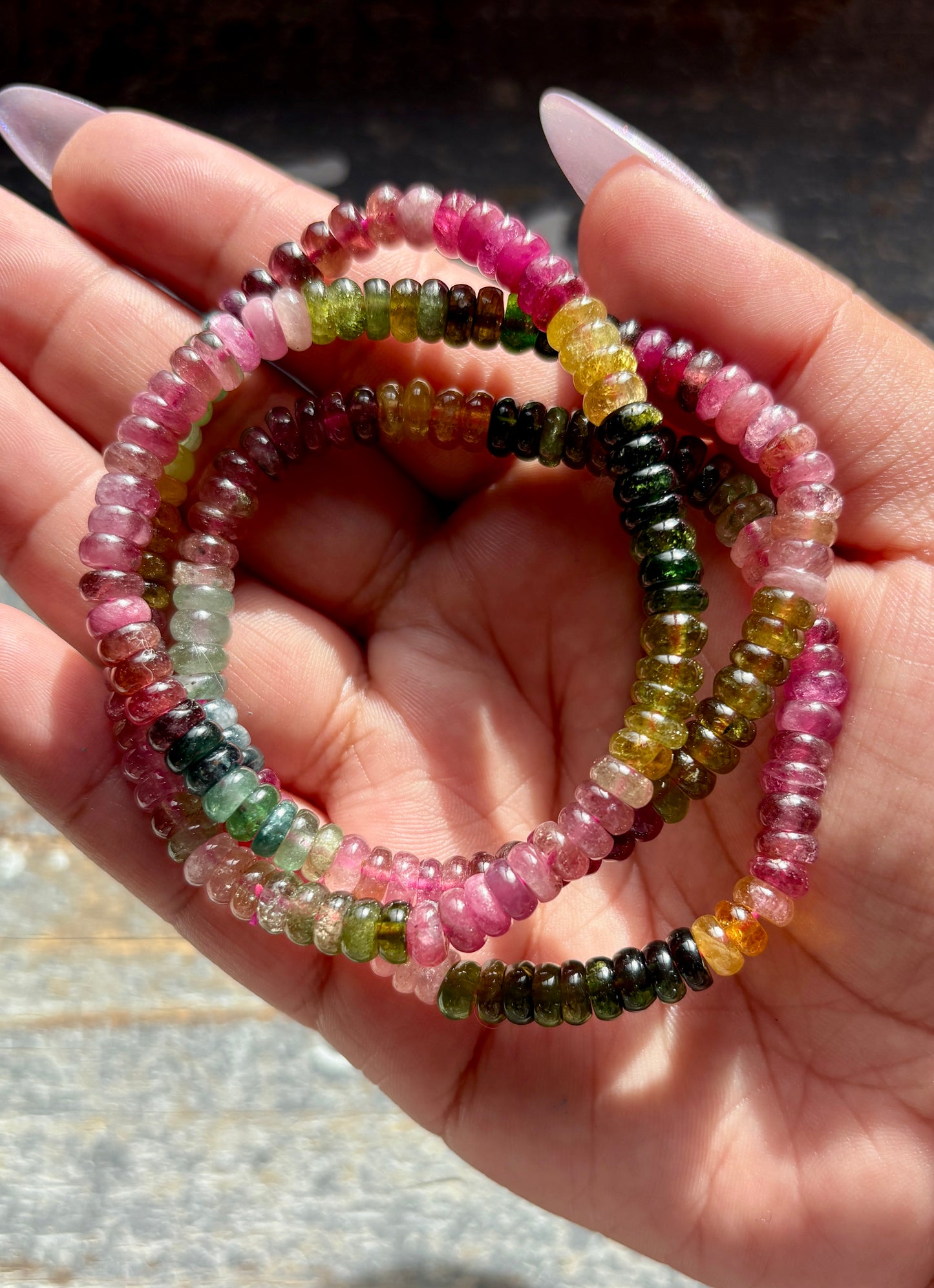 One (1) Gorgeous Watermelon Tourmaline Beaded Bracelet