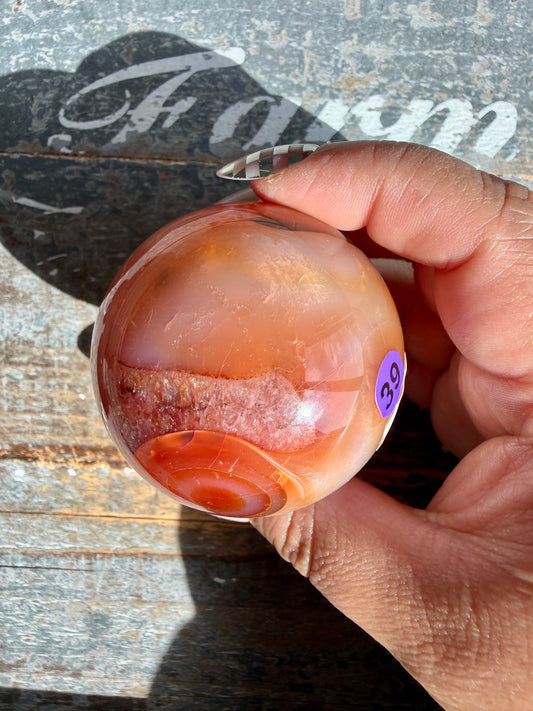 Gorgeous Carnelian/Orca Agate Sphere | Opt 39