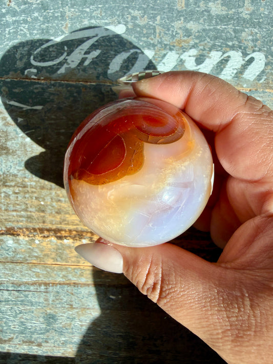 Gorgeous Carnelian/Orca Agate Sphere | Opt 39