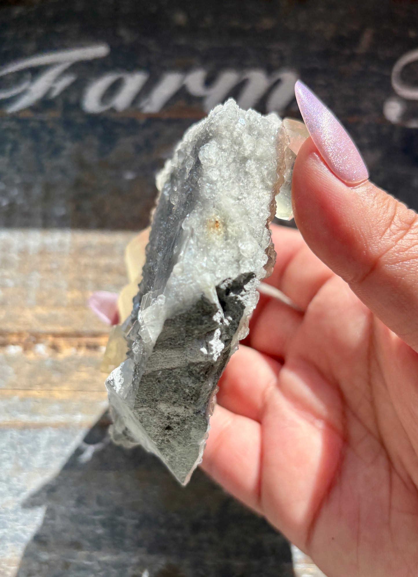 Gorgeous Honey Calcite with White Druzy Specimen