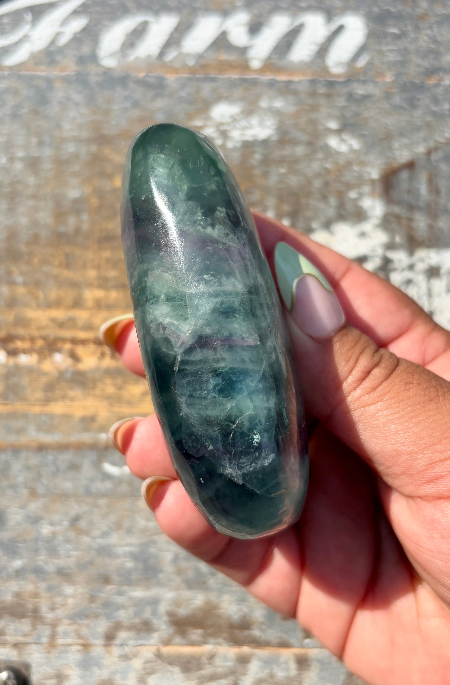 Gorgeous High Grade Rainbow Fluorite Palm Stone | Opt I