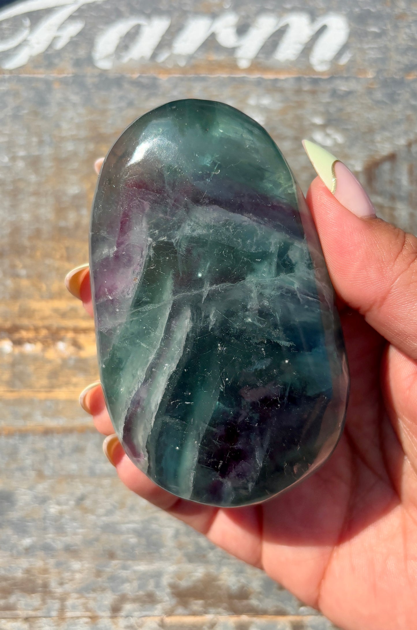 Gorgeous High Grade Rainbow Fluorite Palm Stone | Opt I
