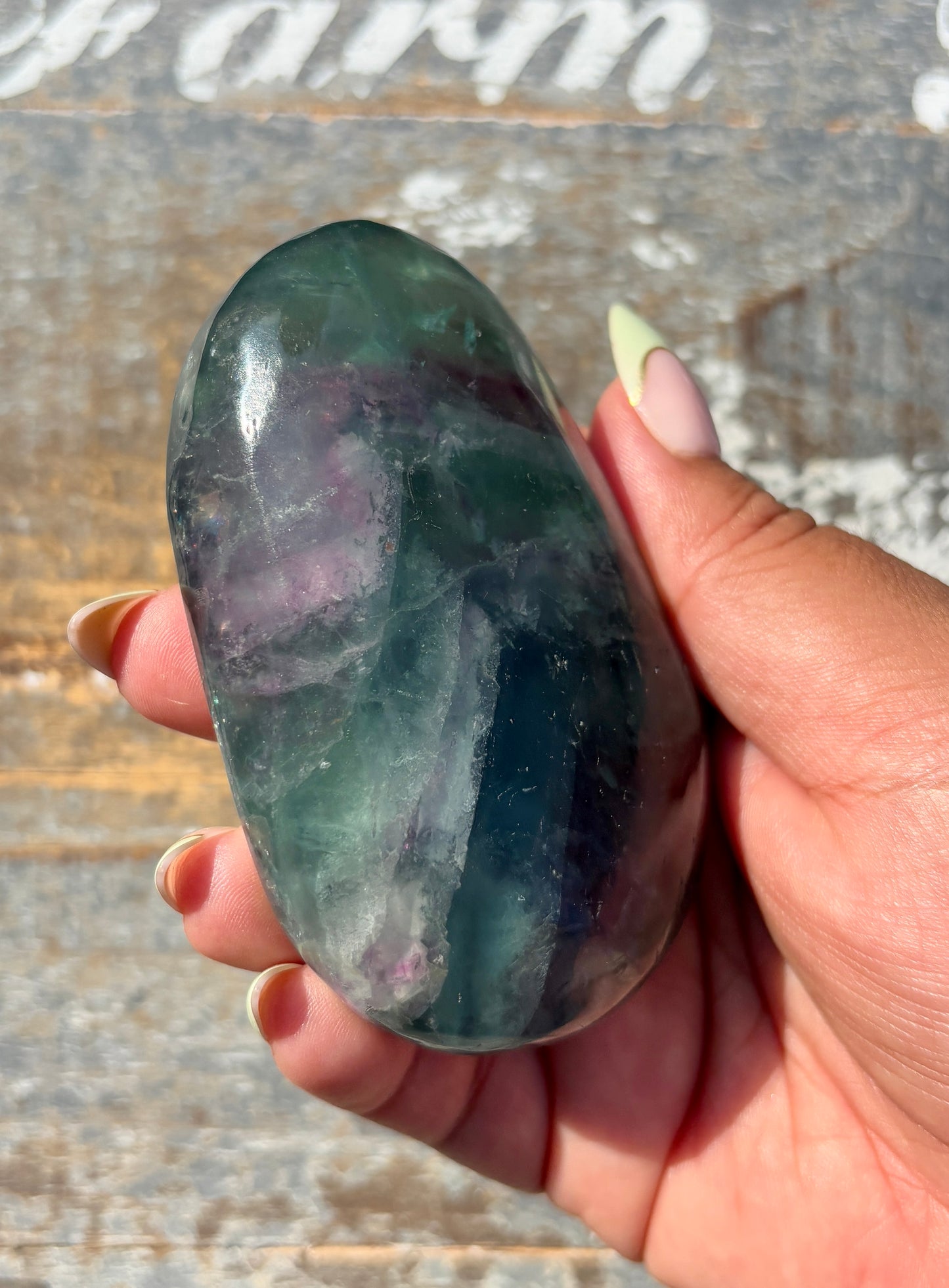 Gorgeous High Grade Rainbow Fluorite Palm Stone | Opt I