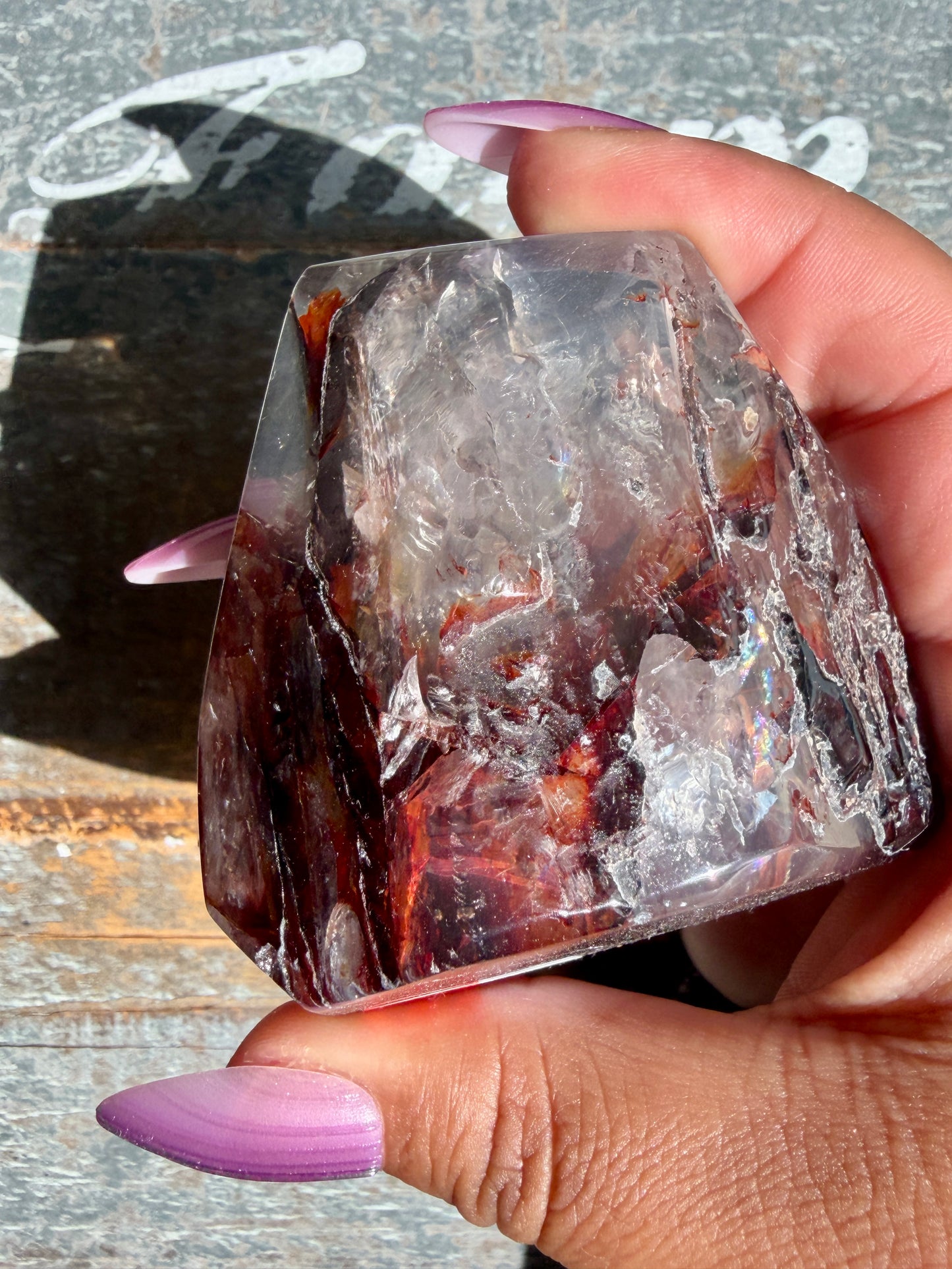 Gorgeous Fire Quartz Freeform Half Polish | Opt 13