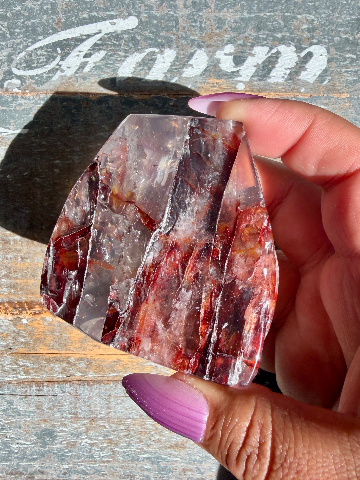 Gorgeous Fire Quartz Freeform Half Polish | Opt 13