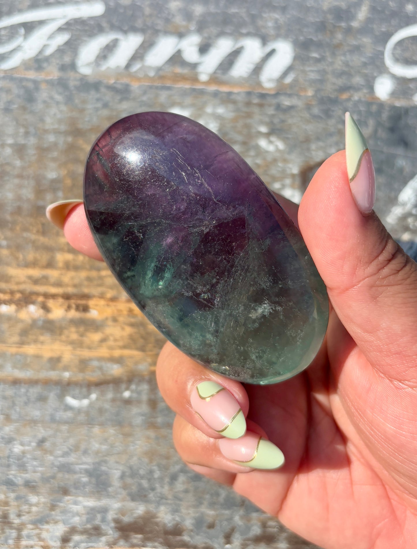 Gorgeous High Grade Rainbow Fluorite Palm Stone | Opt M