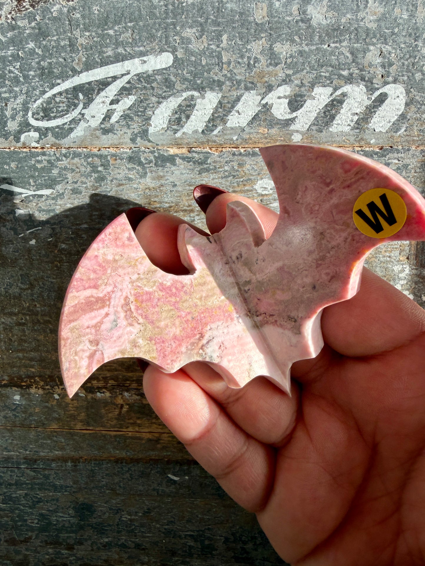Spooky Pink Rhodonite Bat | Peru | Opt W
