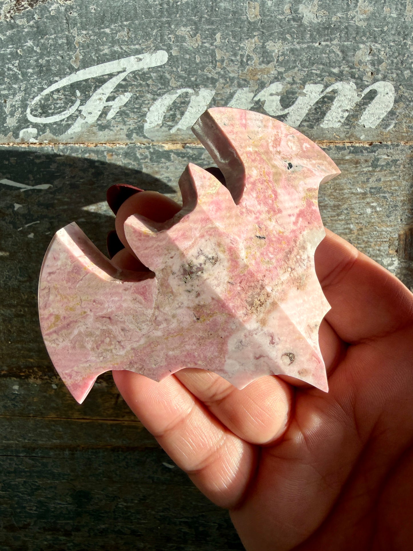 Spooky Pink Rhodonite Bat | Peru | Opt W