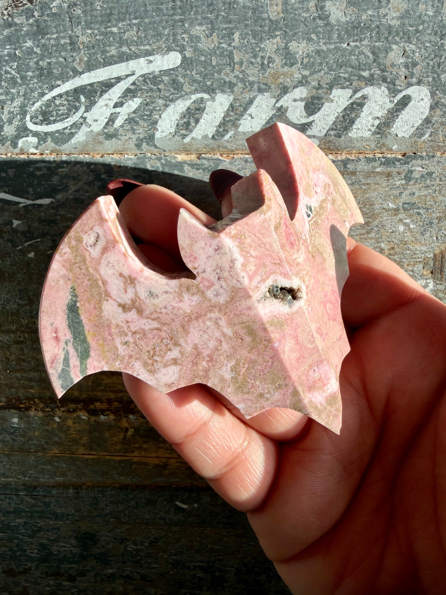 Spooky Pink Rhodonite Bat | Peru | Opt Z