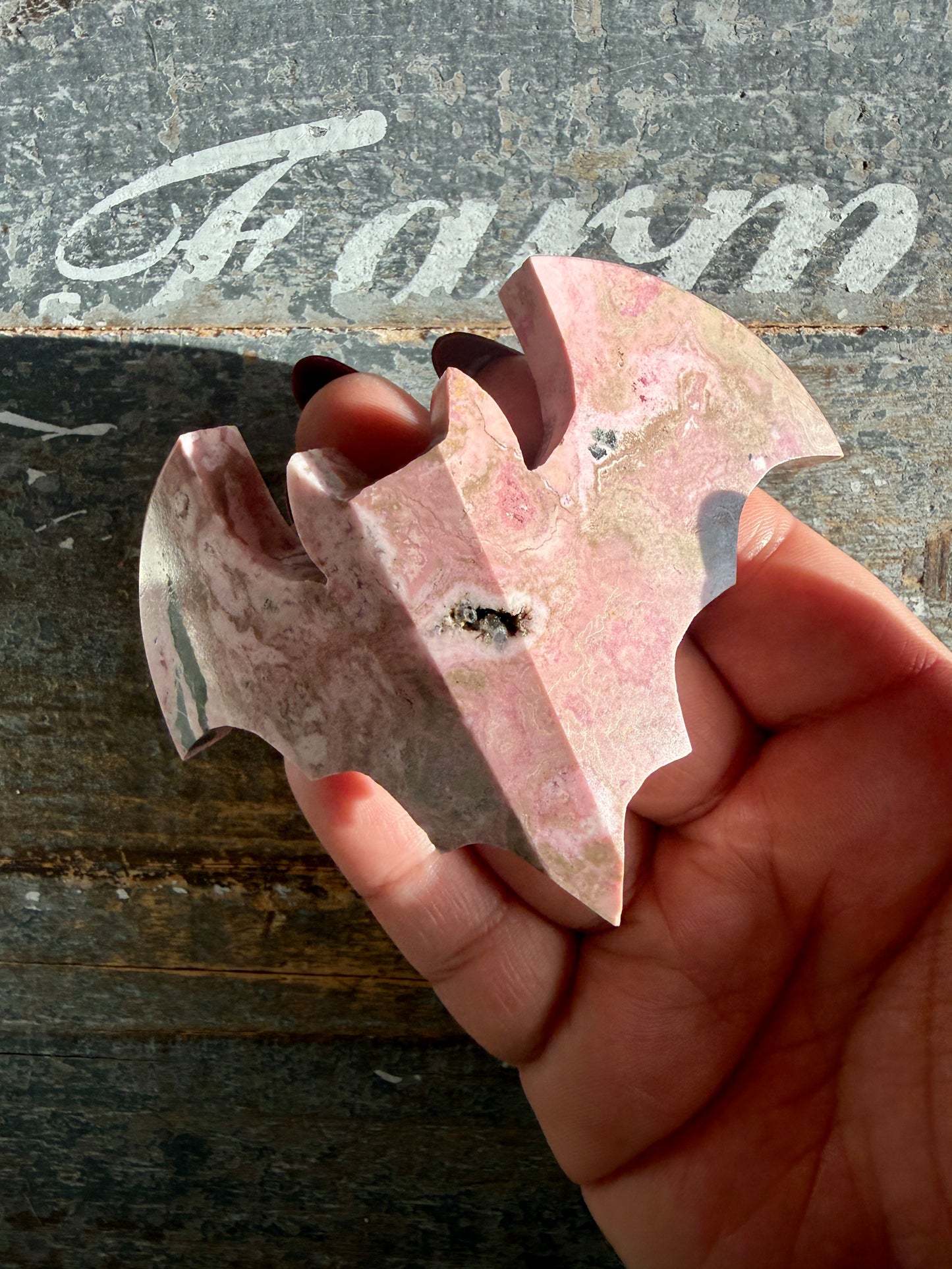 Spooky Pink Rhodonite Bat | Peru | Opt Z