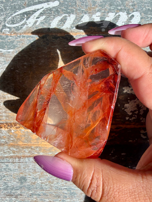 Gorgeous Fire Quartz Freeform Half Polish | Opt 14