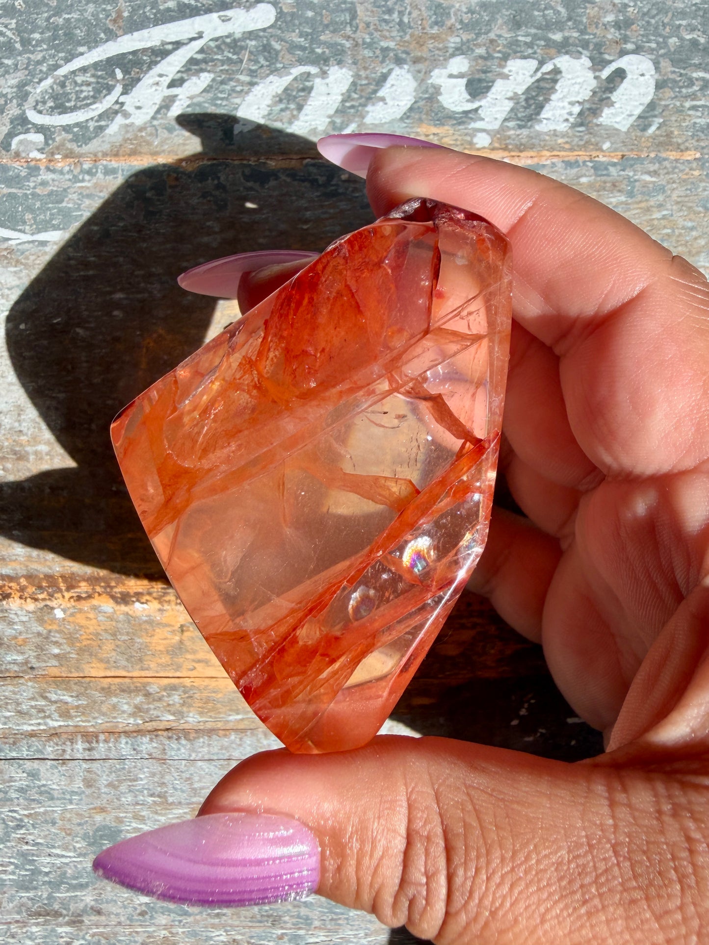 Gorgeous Fire Quartz Freeform Half Polish | Opt 14