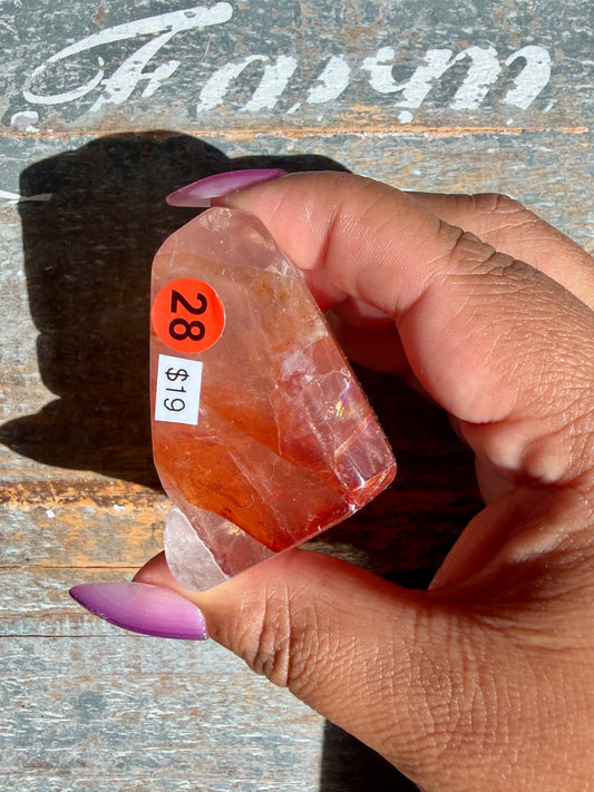 Gorgeous Fire Quartz Freeform Half Polish | Opt 28