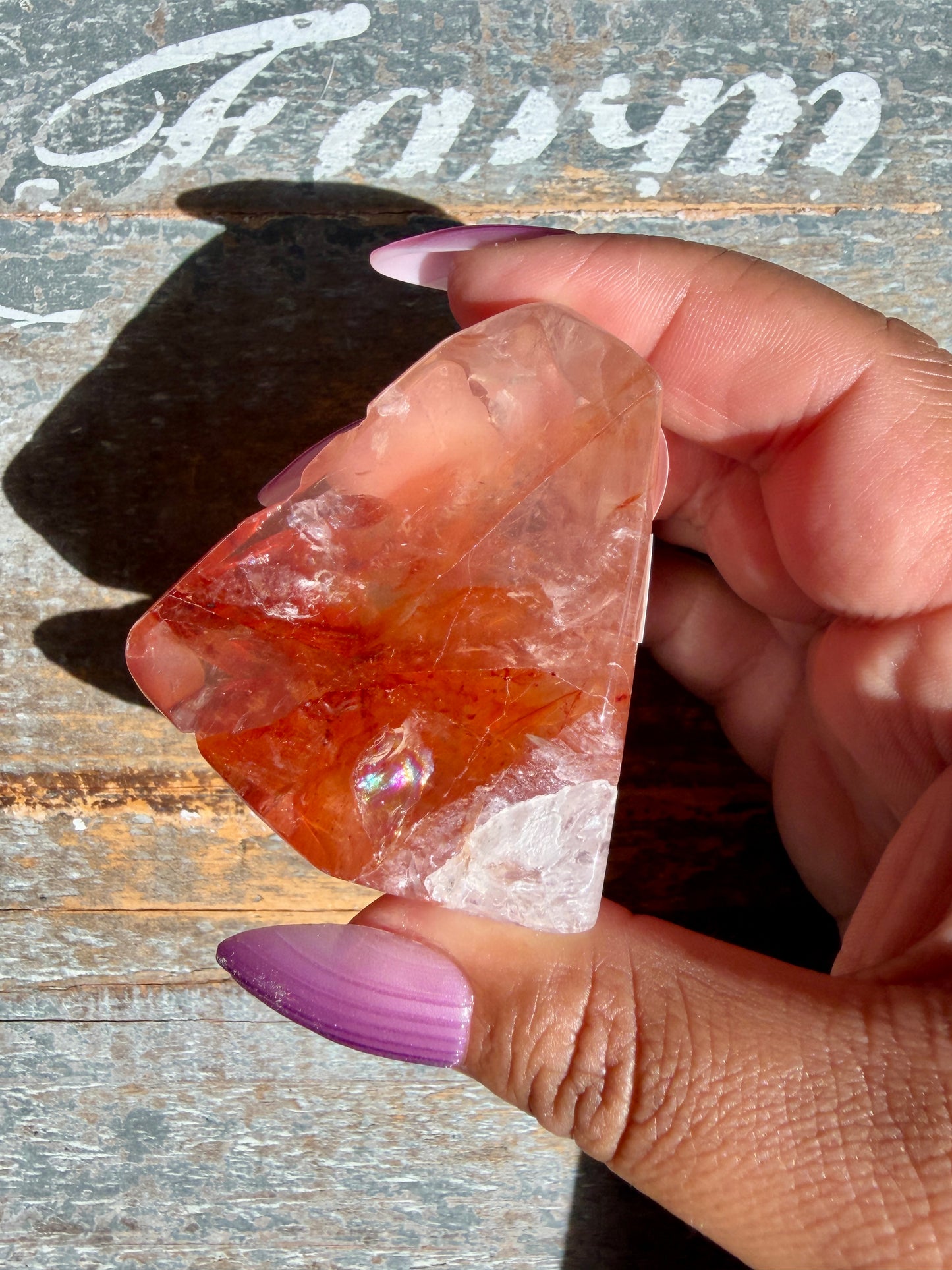 Gorgeous Fire Quartz Freeform Half Polish | Opt 28