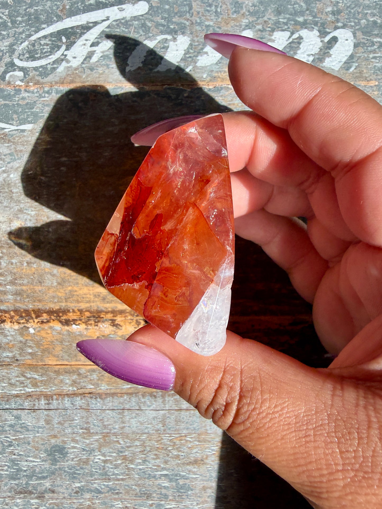 Gorgeous Fire Quartz Freeform Half Polish | Opt 28