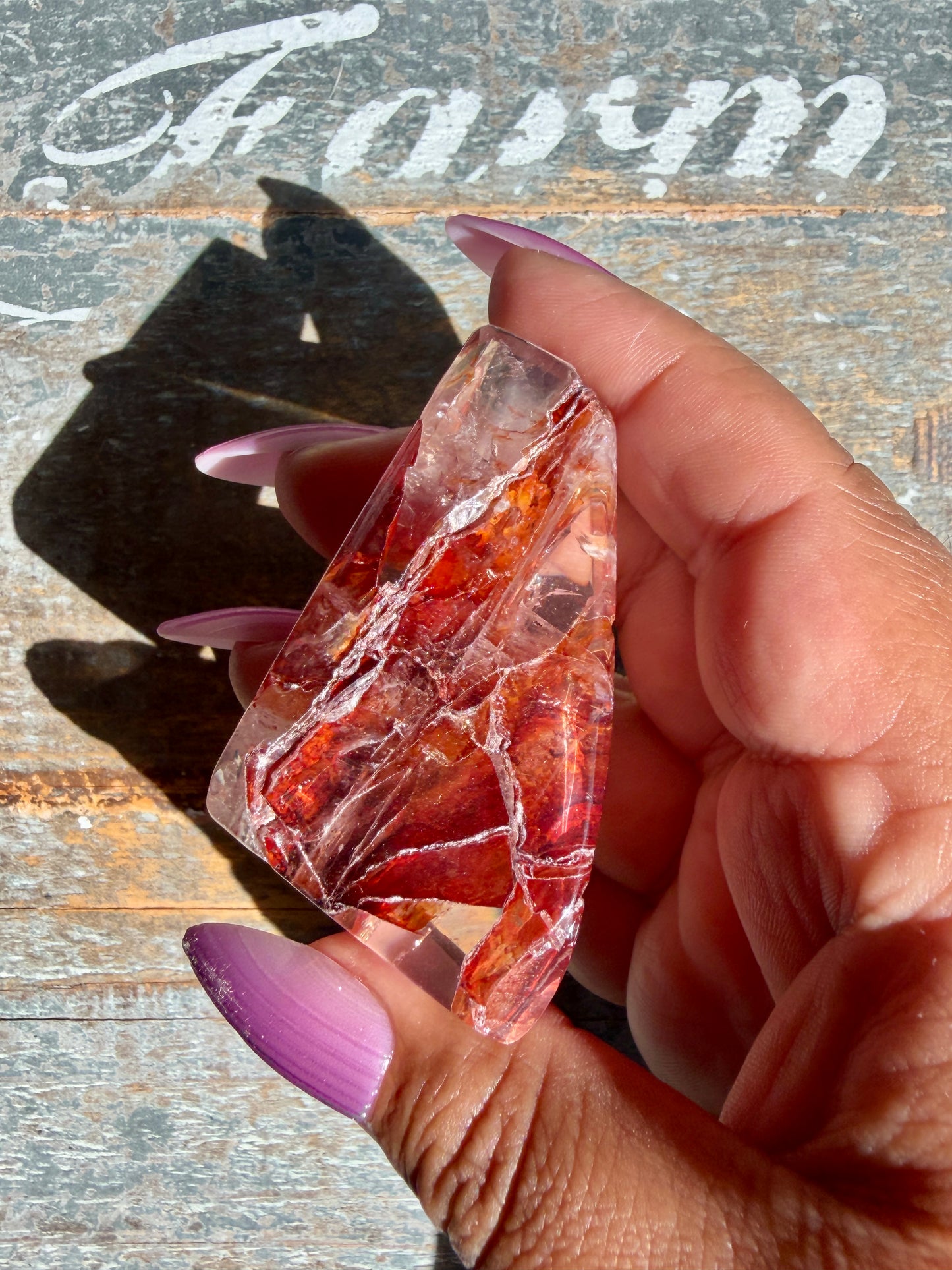 Gorgeous Fire Quartz Freeform Half Polish | Opt 32