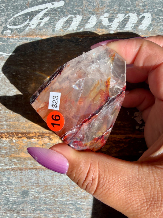 Gorgeous Fire Quartz Freeform Half Polish | Opt 16