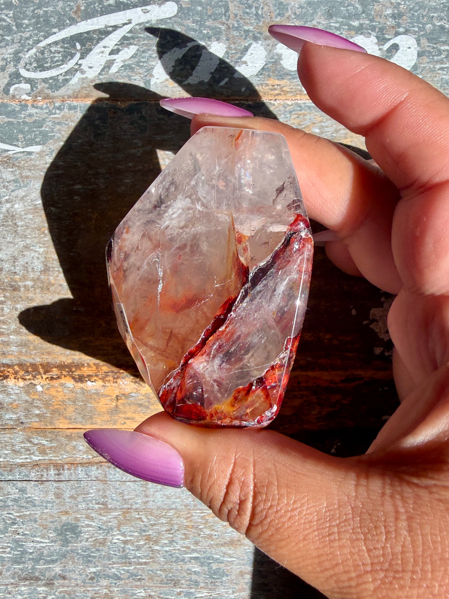 Gorgeous Fire Quartz Freeform Half Polish | Opt 16