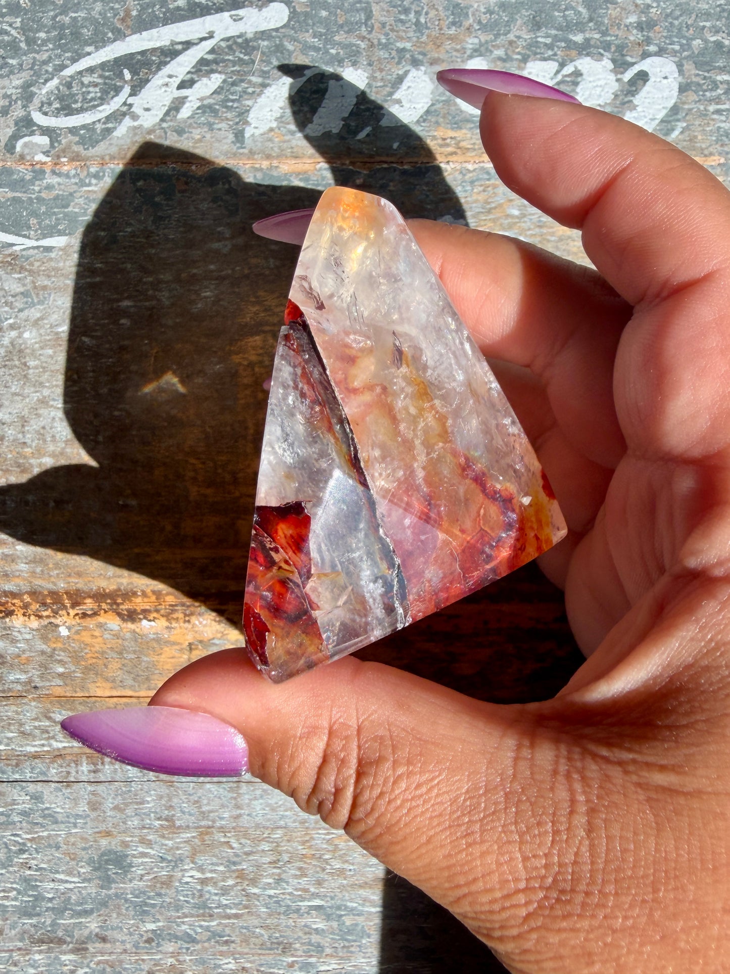 Gorgeous Fire Quartz Freeform Half Polish | Opt 16