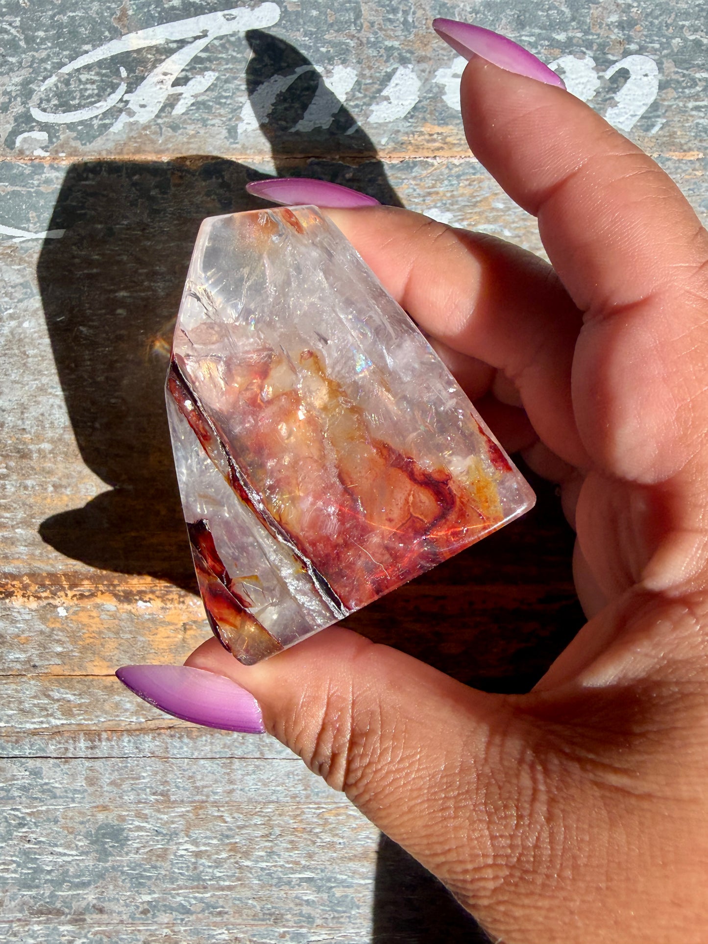 Gorgeous Fire Quartz Freeform Half Polish | Opt 16