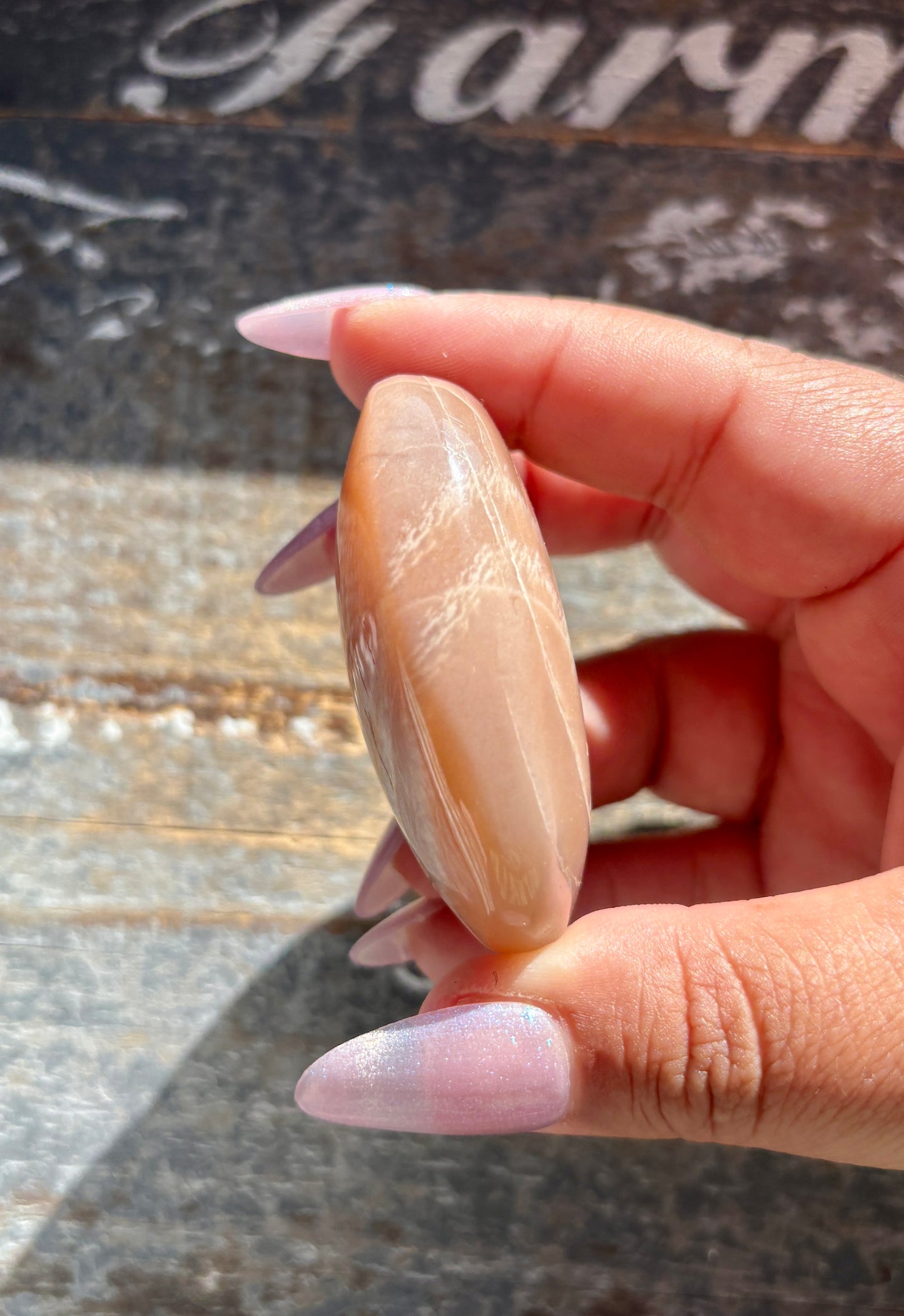 Gorgeous  Rose Gold Moonstone Palm Stone from India