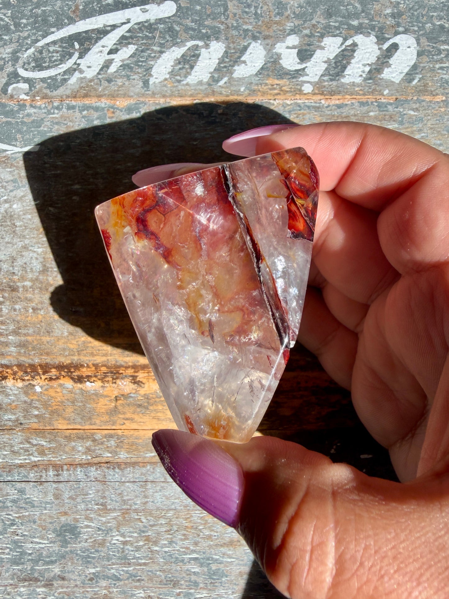 Gorgeous Fire Quartz Freeform Half Polish | Opt 16